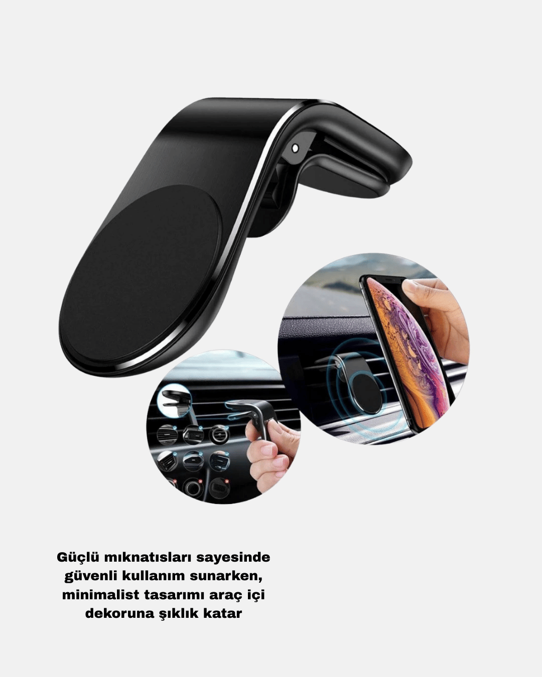 Araç İçi Telefon Tutucu + Quick Charge 3.0 Araç Şarj Cihazı Seti