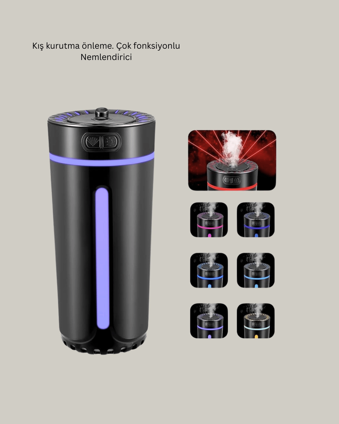 Aromaterapi Özellikli Ultrasonik Hava Nemlendirici LED Atmosfer Işığı