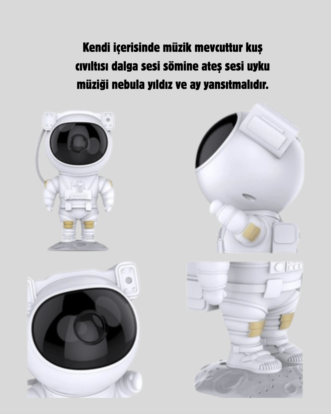 Astronot Projeksiyon Lambası Bluetooth Müzikli ve Uzaktan Kumandalı