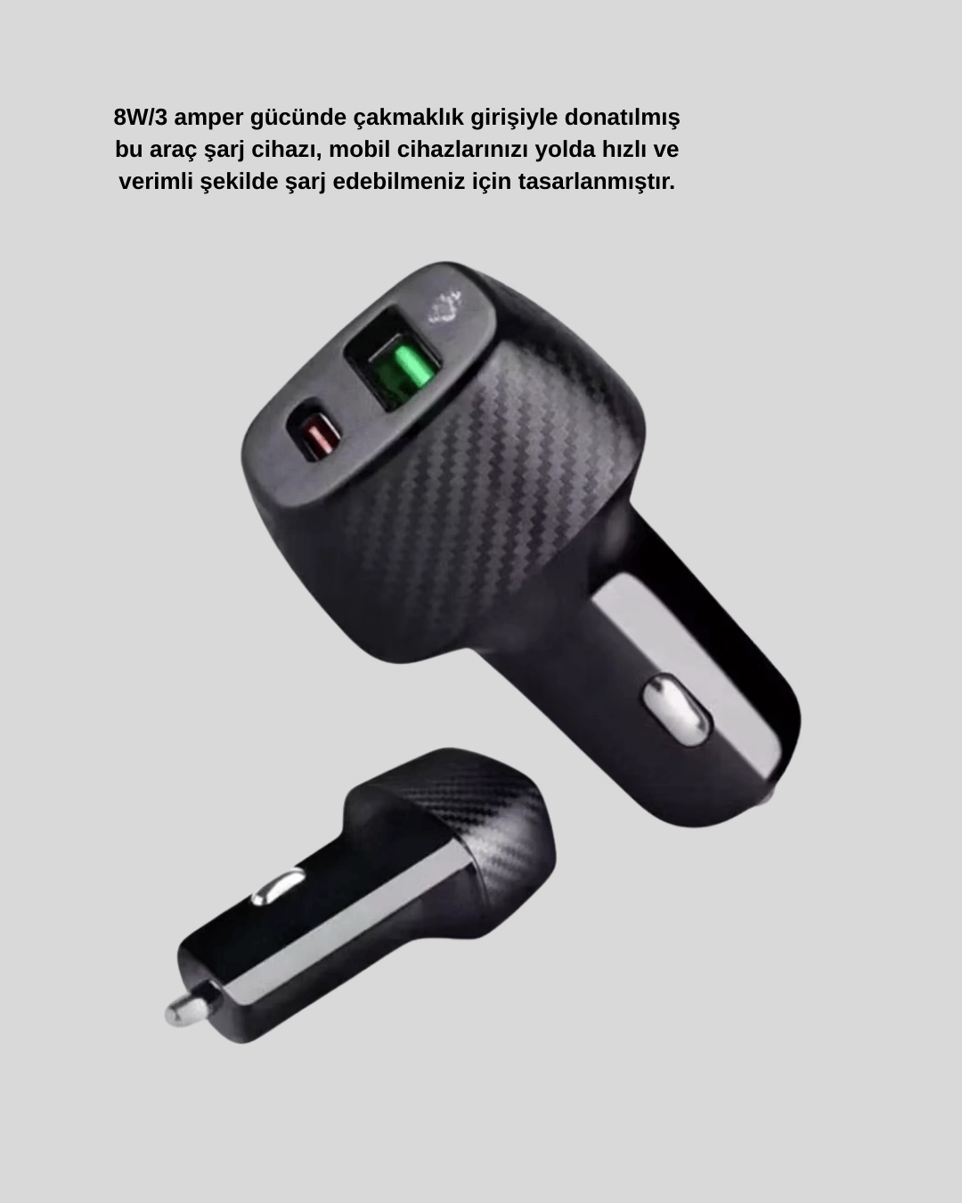 AUX Bluetooth Adaptör ve 38W Hızlı Araç Şarj Cihazı Seti