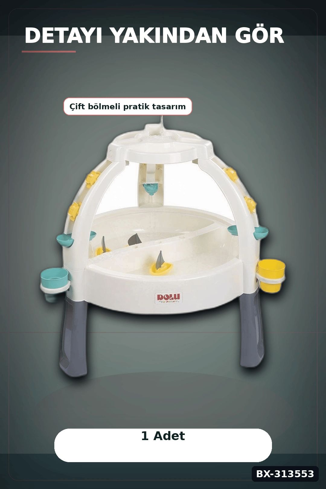Ayarlanabilir Bacaklı 82 cm Kum Ve Su Oyun Masası - 24 Ay+ Çocuklar İçin Çift Bölmeli BX-313553