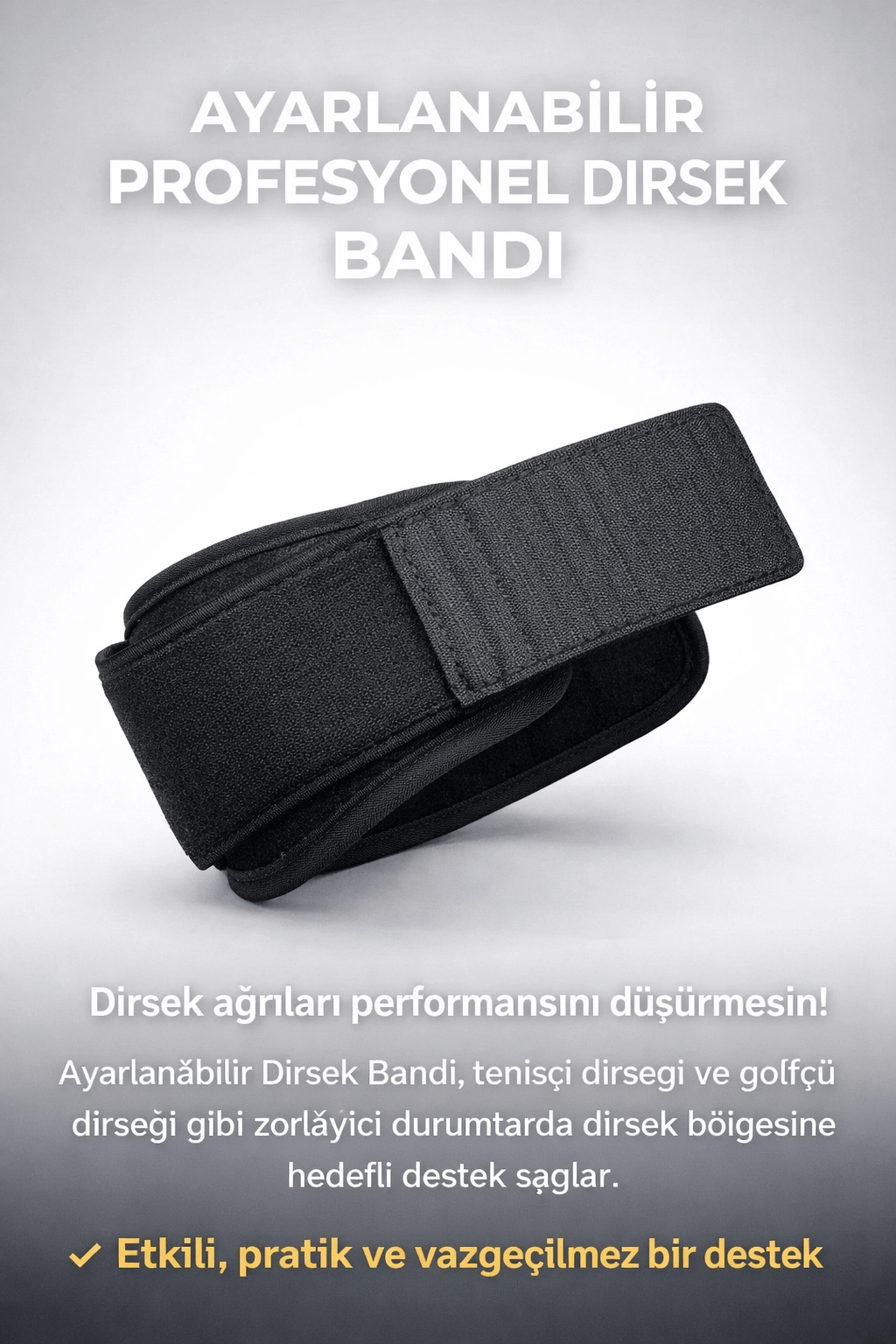 Ayarlanabilir Profesyonel Dirsek Bandı – Tenisçi & Golfçü Dirseği İçin Güçlü Destek