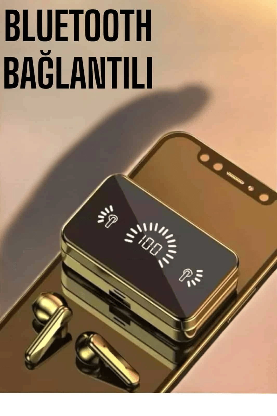 Aynalı Bluetooth Kulaklık Telefon Standlı Dijital Göstergeli