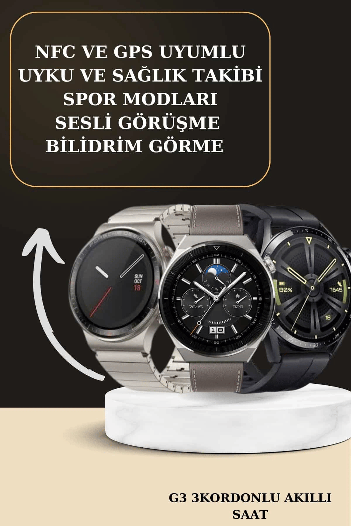Aynalı Bluetooth Kulaklık Yeni Nesil Akıllı Saat Titreşimli Nabız Ölçer Spor Modları