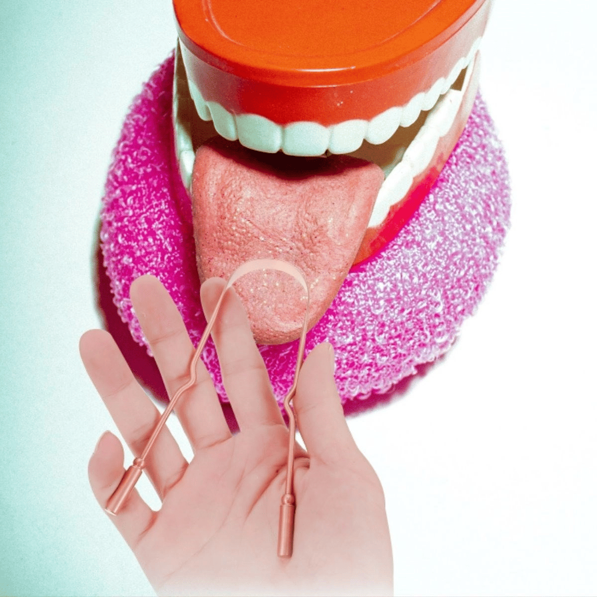 Bakır Oil Pulling Yağ Çekme Dil Plak Temizleme Aleti Dil Fırçası Sıyırıcı Dil Kaşığı Bx40