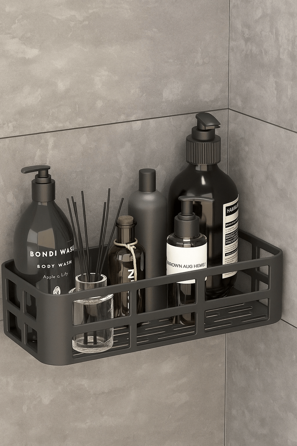 Banyo Düzenleyici Organizer Şampuanlık Havlupan Askısı Havluluk Siyah Banyo Duş Rafı Mutfak Rafı