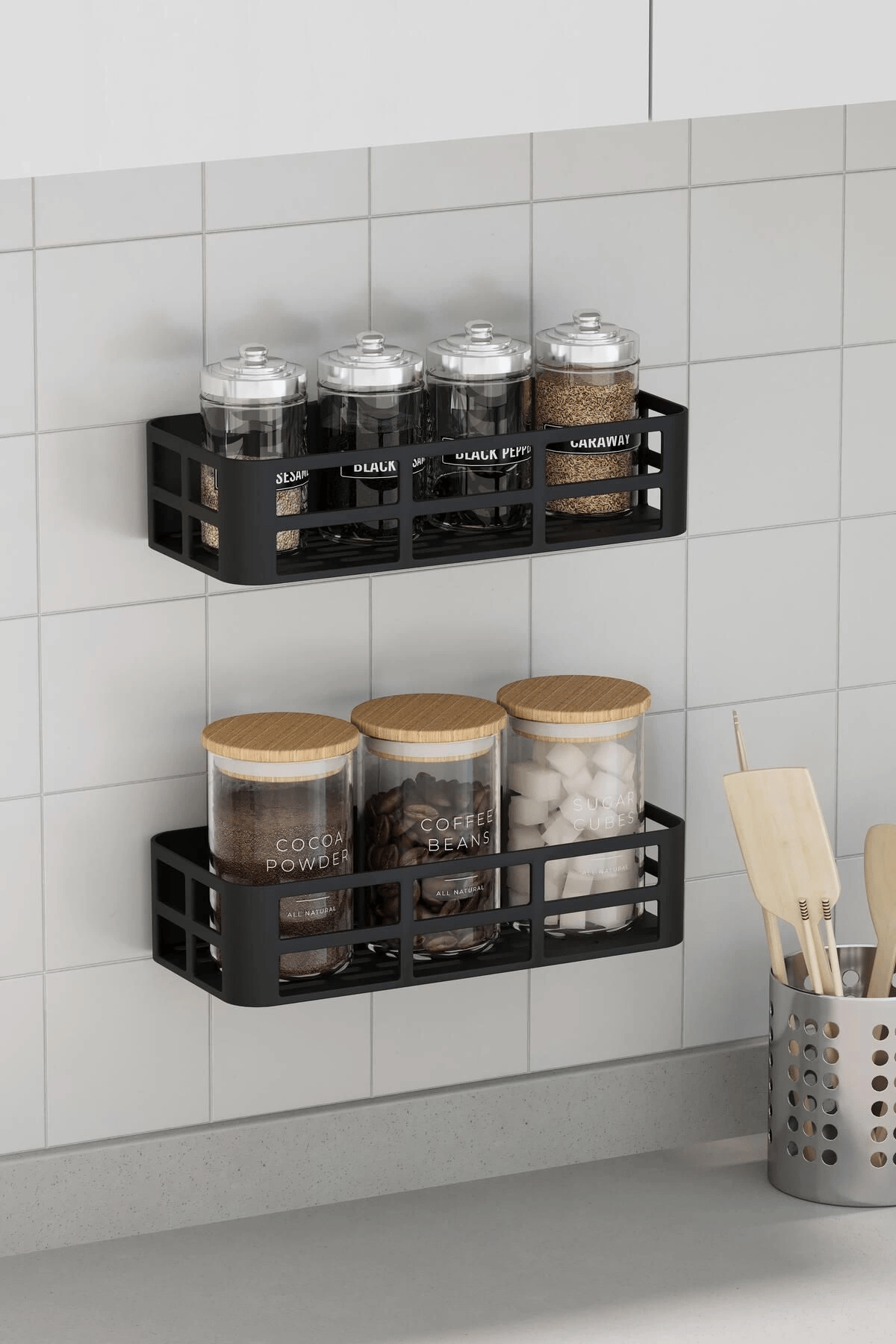 Banyo Düzenleyici Şampuanlık Sabunluk 2 Li Set Lamalı Güçlü Kaliteli Yapışkanlı Duş Rafı Organizer
