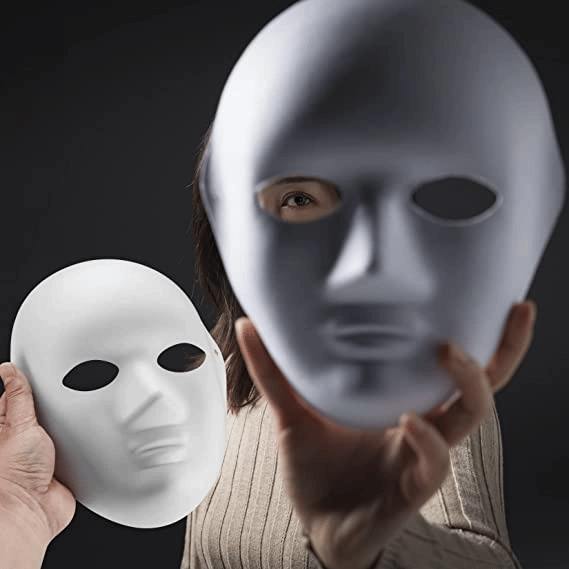 Beyaz Renk Boyanabilir Anonim Tam Yüz Cosplay Maske 24x18 Cm Bx40