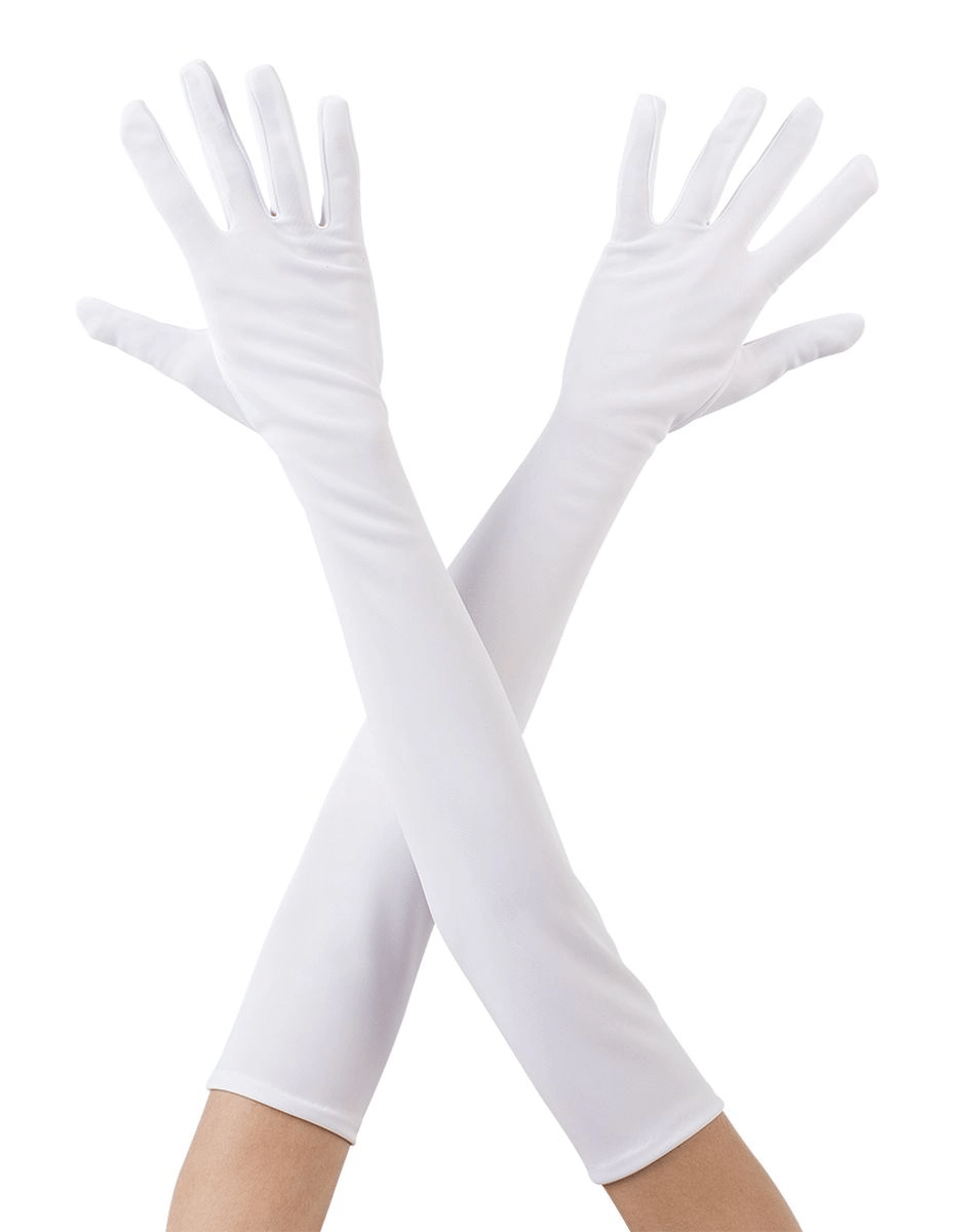 Beyaz Renk Dirseğe Kadar Uzun Kumaş Eldiven 40 Cm Bx40