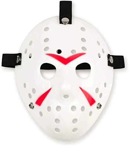Beyaz Renk Kırmızı Çizgili Tam Yüz Hokey Jason Maskesi Hannibal Maskesi Bx40