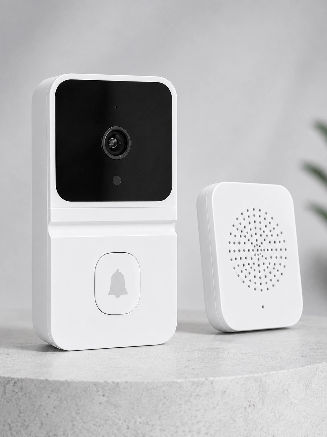 Beyaz Wi-Fi Akıllı Görüntülü Kapı Zili HD Kamera, Gece Görüşü ve Telefon Bildirimli Kablosuz Kapı Zili