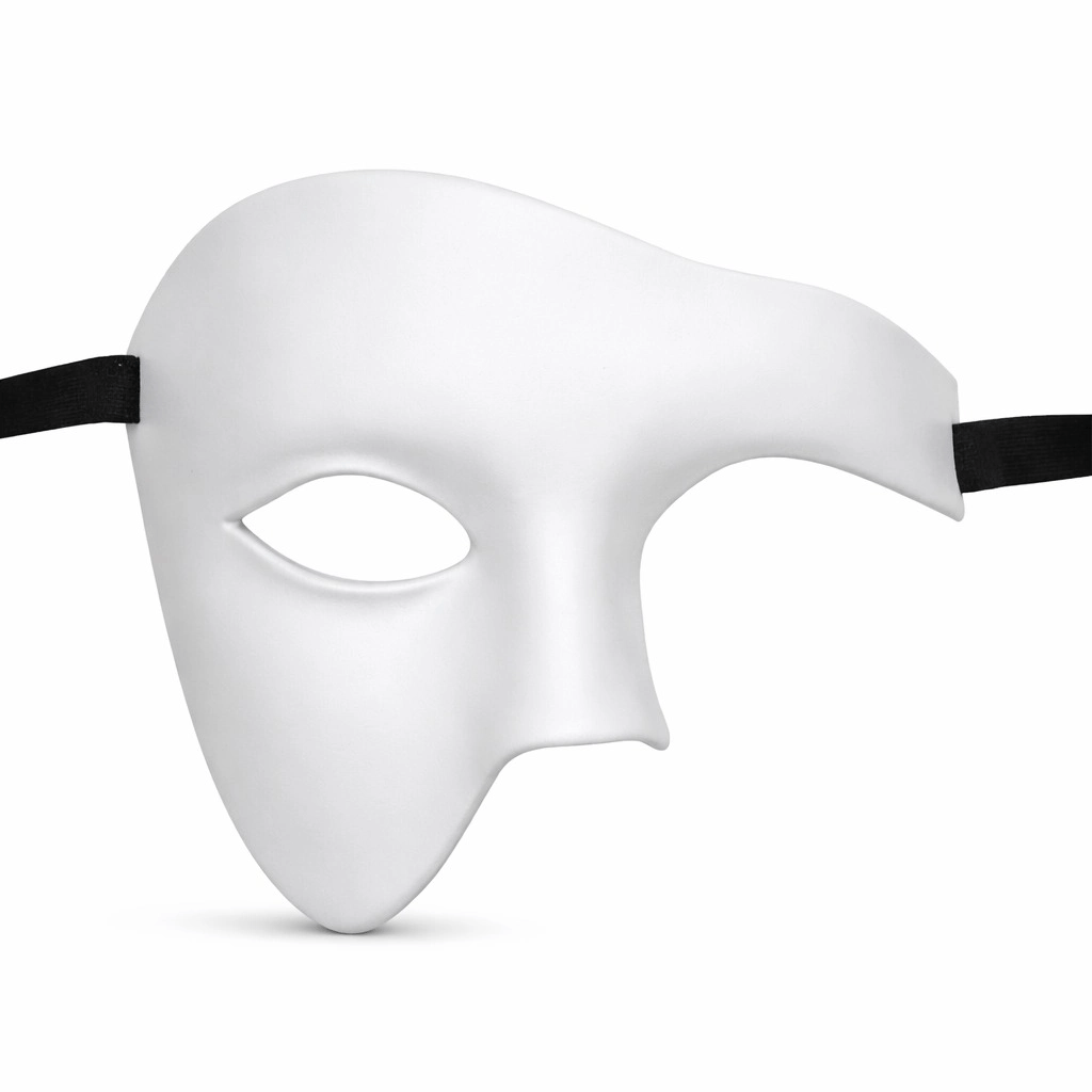 Beyaz Yarım Erkek Maske – Phantom Parti &amp; Balo Maskesi Bx40