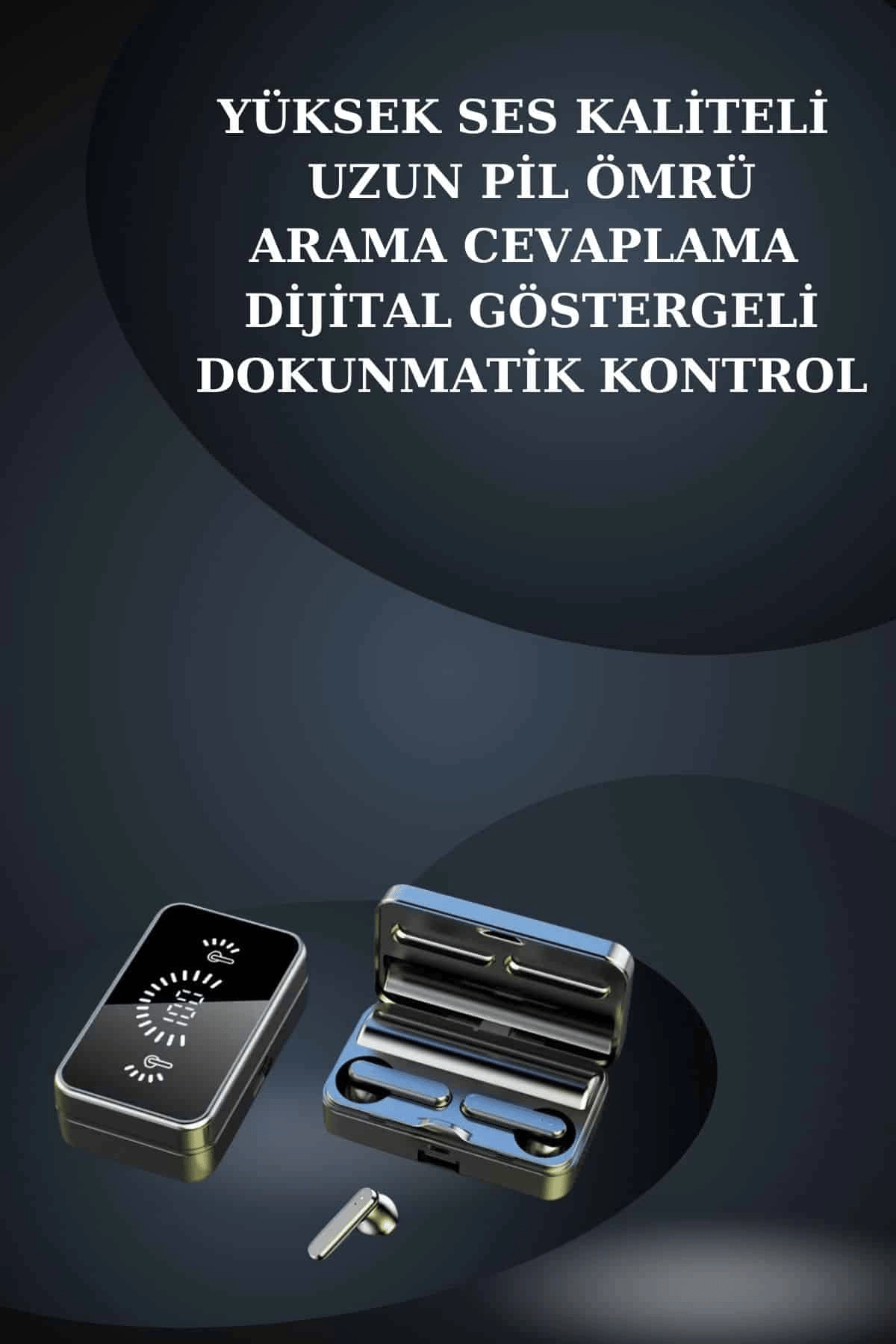 Bileklikli Amoled Ekran Akıllı Saat ve Dijital Göstergeli Kablosuz Bluetooth Kulaklık ANC/ ENC
