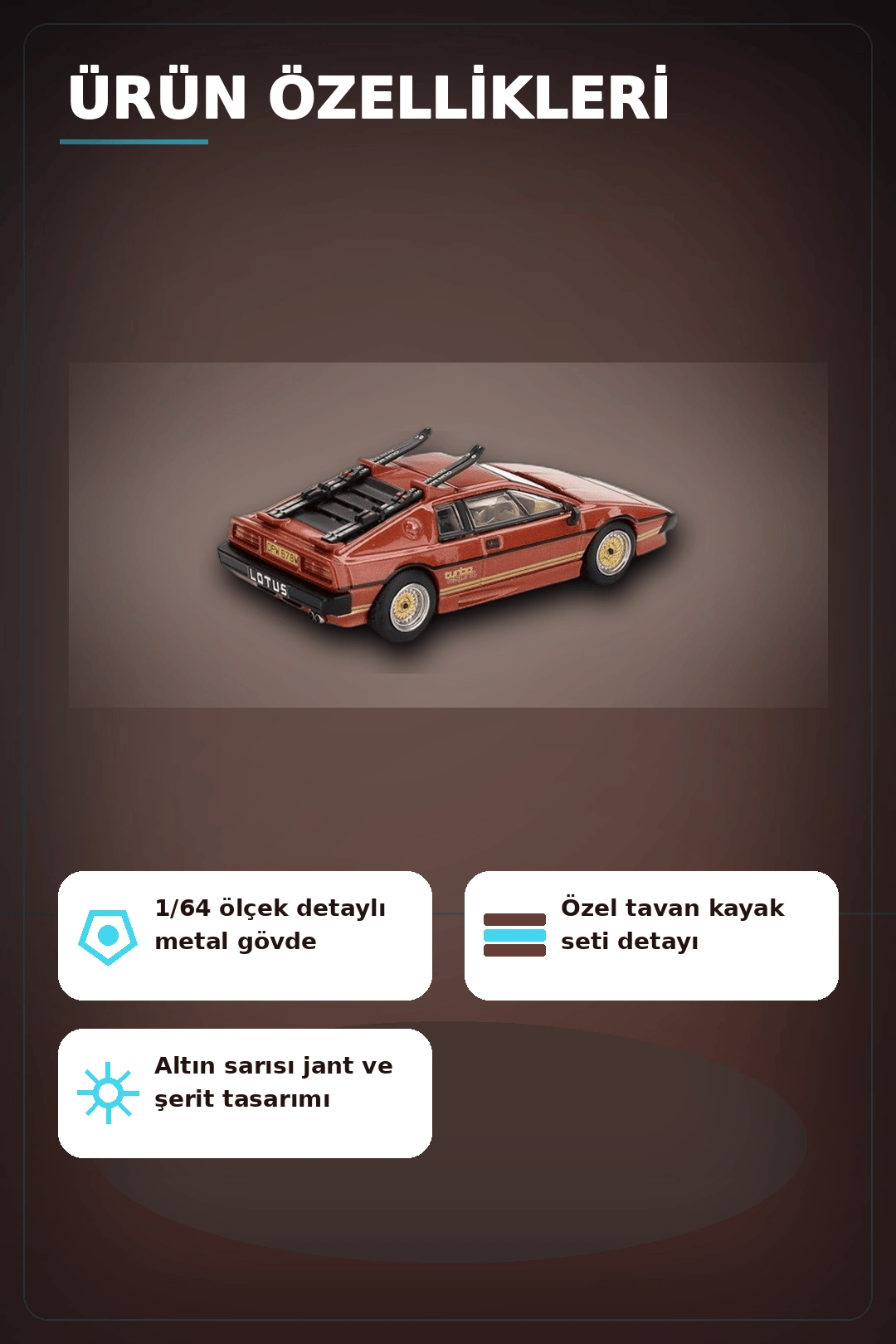 Blister Paketli 1/64 Ölçek Lotus Esprit Turbo Diecast Model Araba - For Your Eyes Only BX-313362