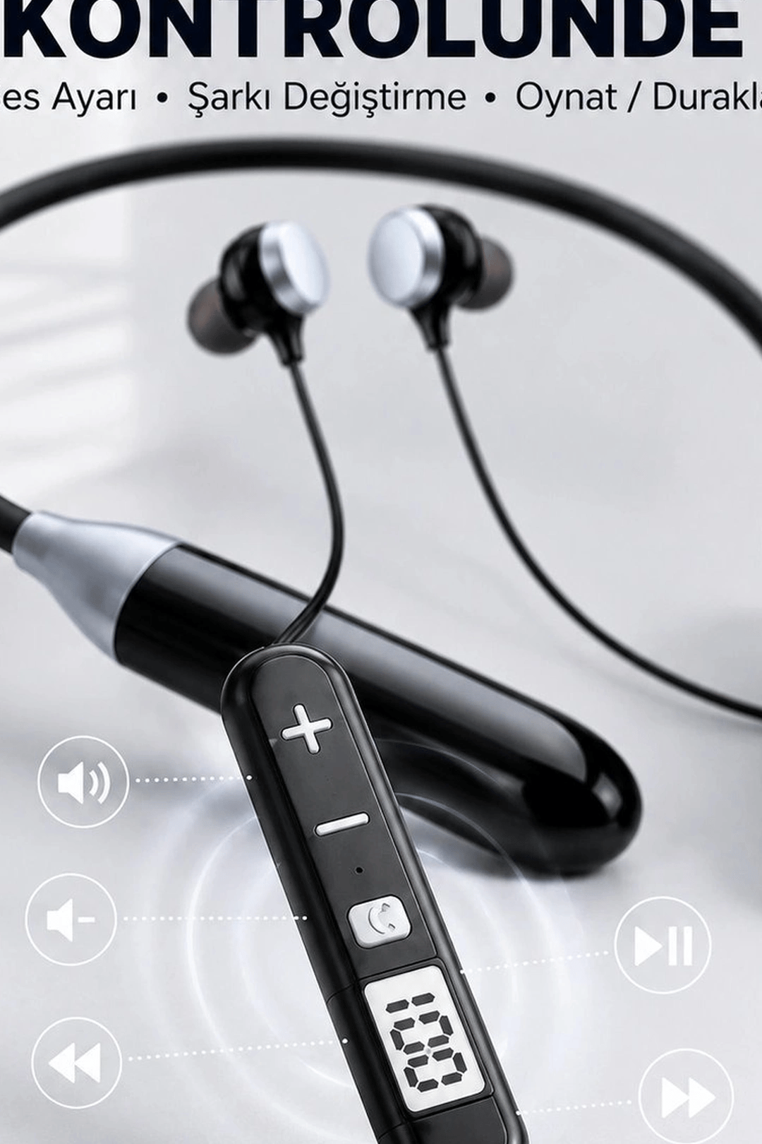 Bluetooth 4.0 Boyun Kulakligi Mikrofonlu Ses Kontrollu 400 Saat Bekleme Suresi 10m Menzil BX-313564