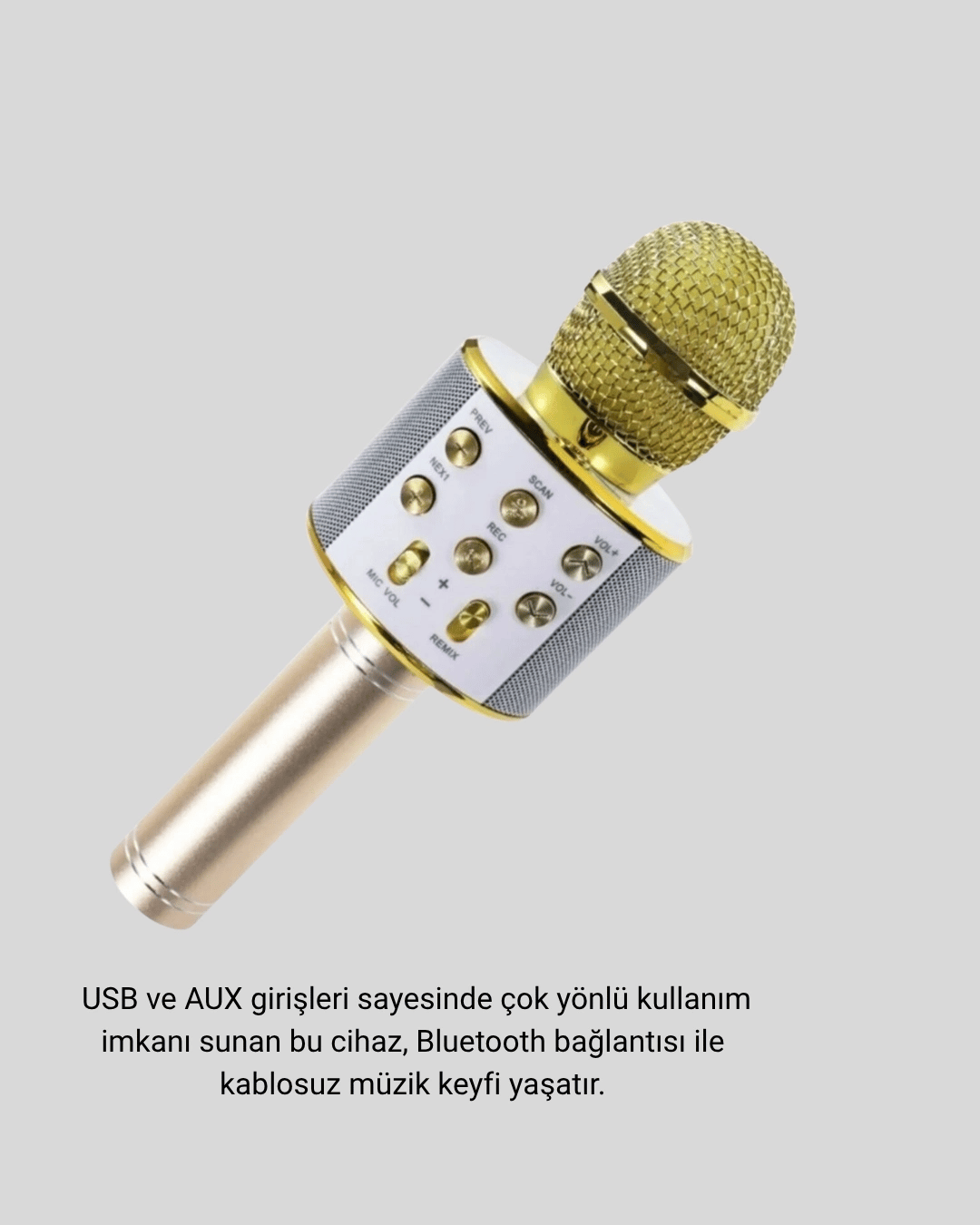 Bluetooth Karaoke Mikrofon Şarjlı Uzun Pil Ömürlü Çok Fonksiyonlu