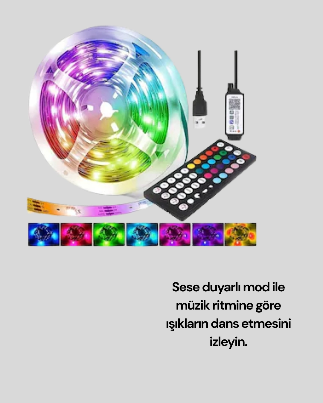 Bluetooth Kontrollü Smart Şerit Led 10M Sese Duyarlı RGB Aydınlatma