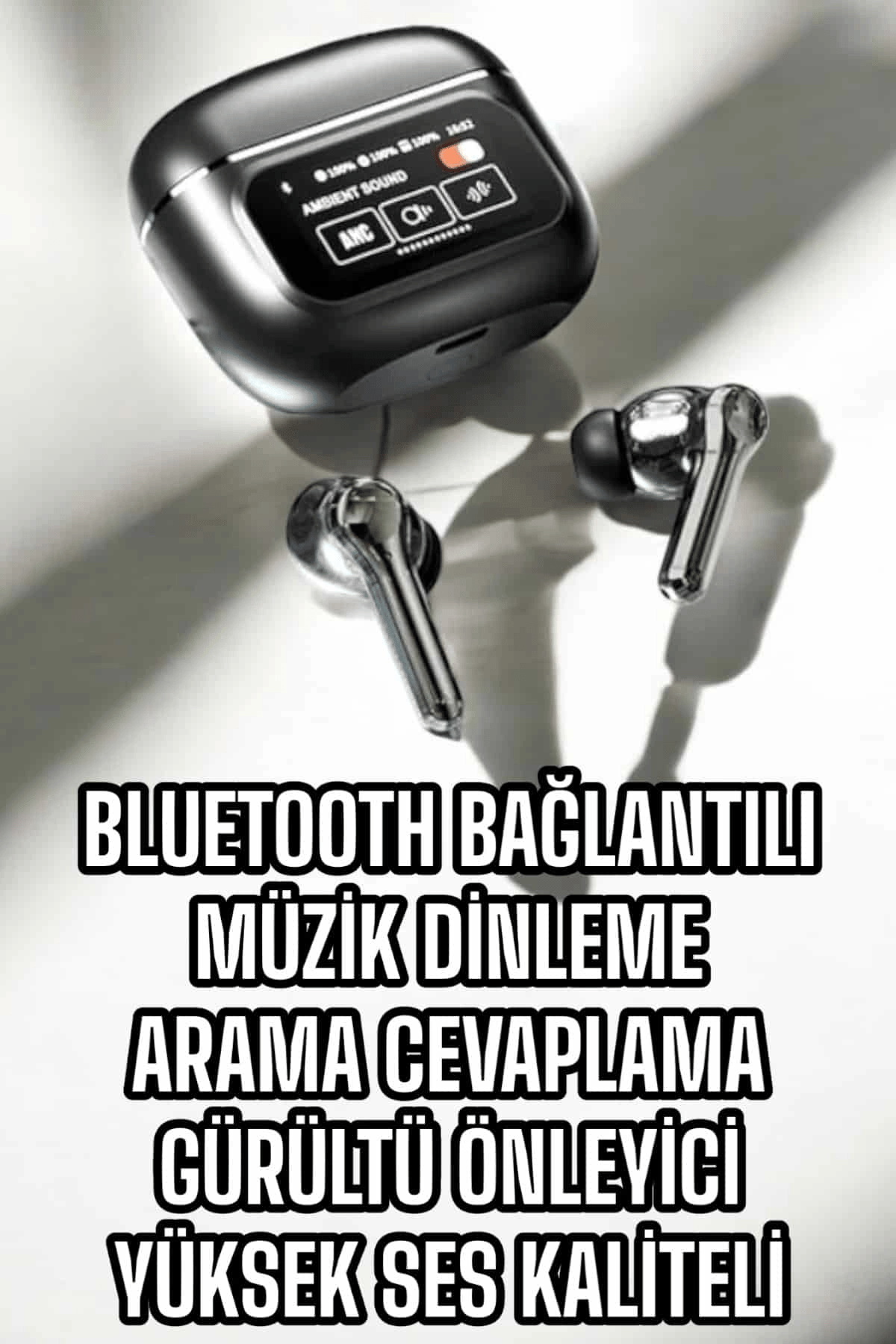Bluetooth Kulaklık Kablosuz Ekranlı ANC/ENC Destekli Dokunmatik