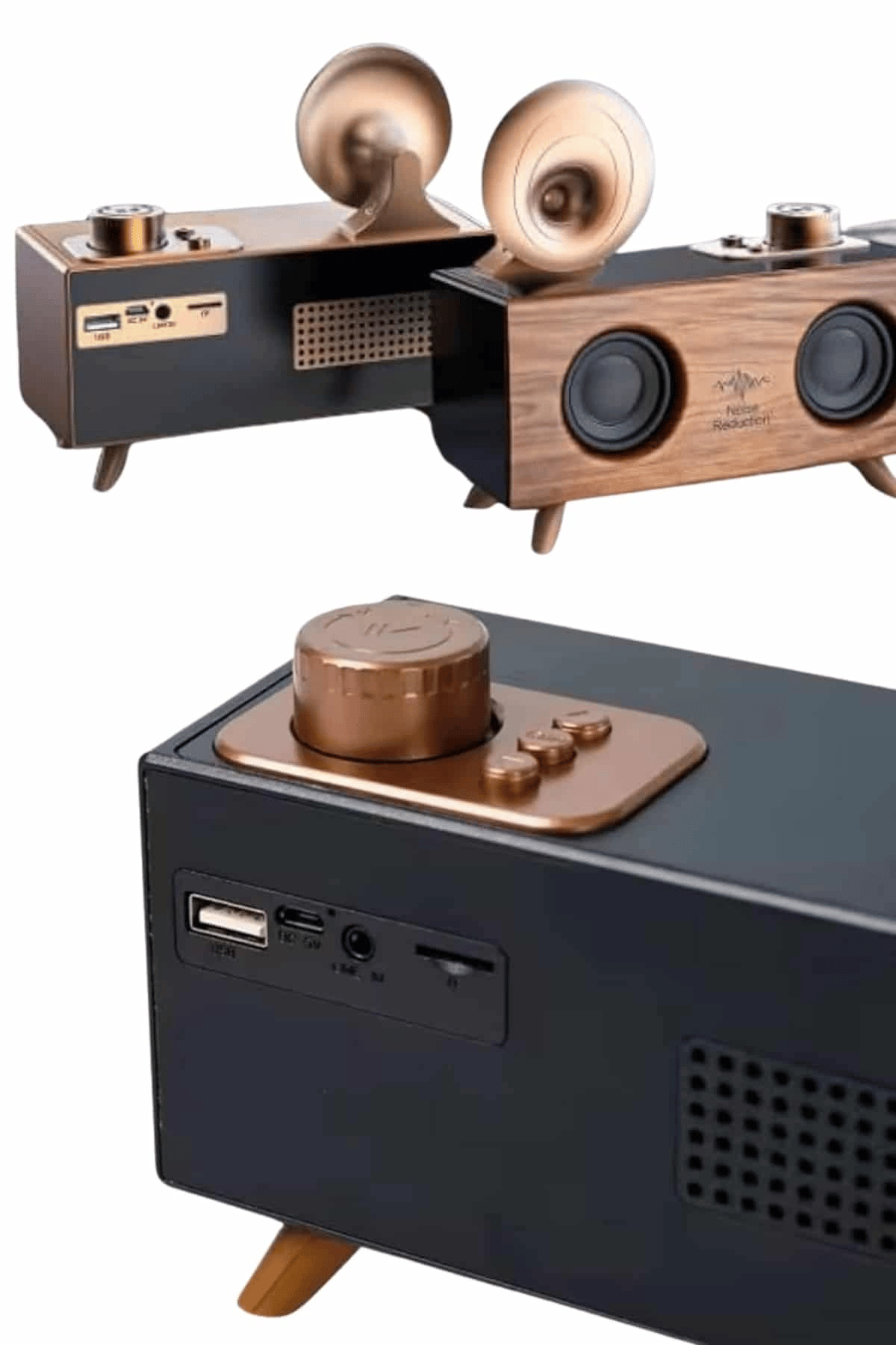 Bluetooth Nostalji Speaker Radyo Gramofon Ahşap Renk Vintage Yeni Nesil