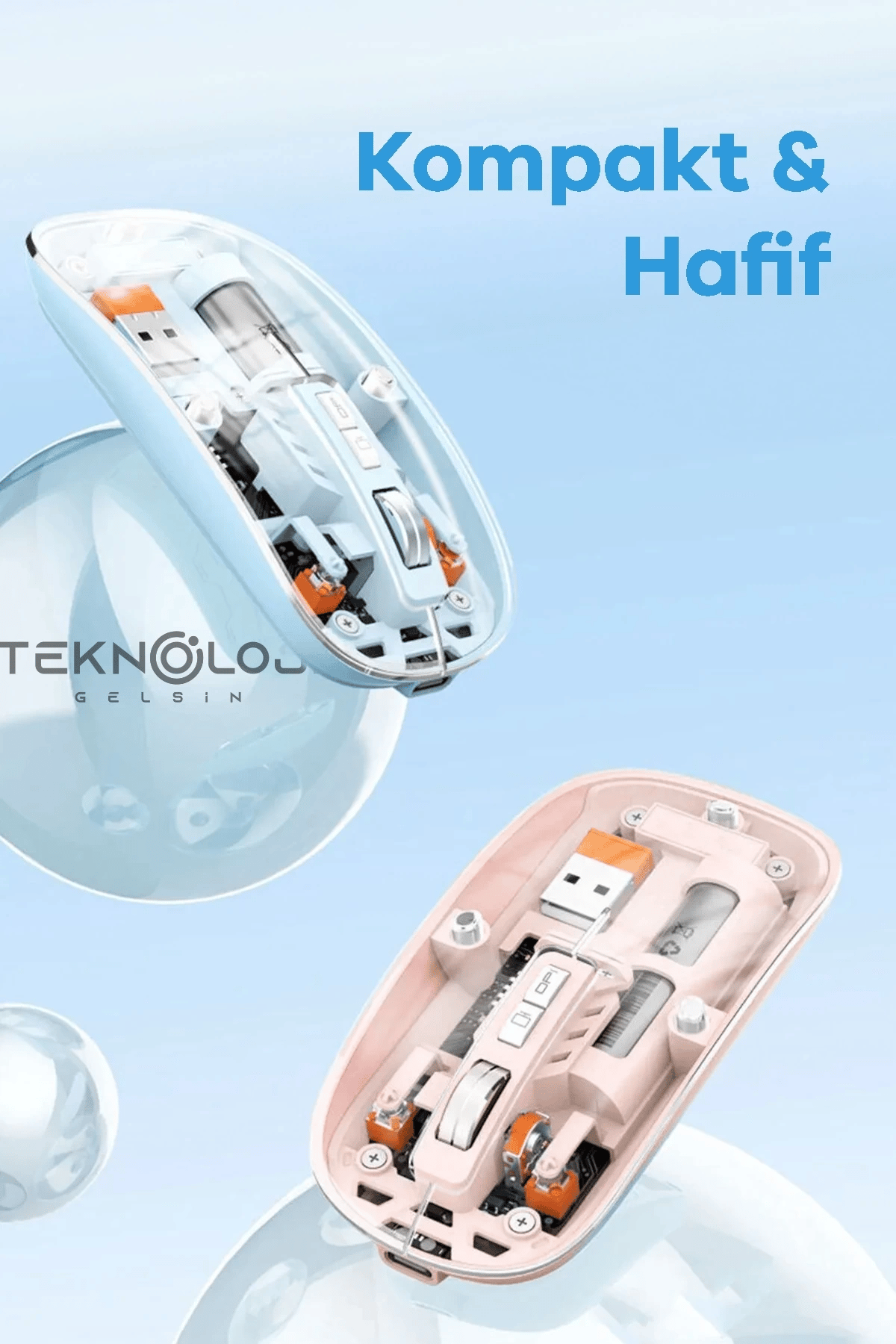 Bluetooth USB Çift Modlu Sessiz Mouse, Şeffaf Mıknatıslı Kapaklı, Type-C Şarjlı, DPI Ayarlı, Kablosuz 10m Çekim Mesafeli, Masaüstü Kısayol Tuşlu, Taşınabilir Şarjlı Mouse Siyah