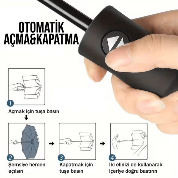 Bordo Kılıflı Otomatik Kompakt Şemsiye