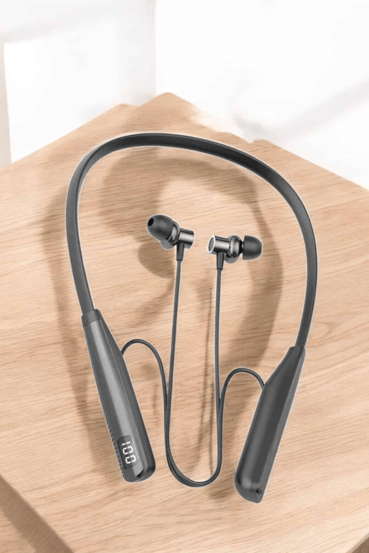 Boyun Askılı Bluetooth Kulaklık Uzun Şarj Süreli Dijital Göstergeli Kablolu