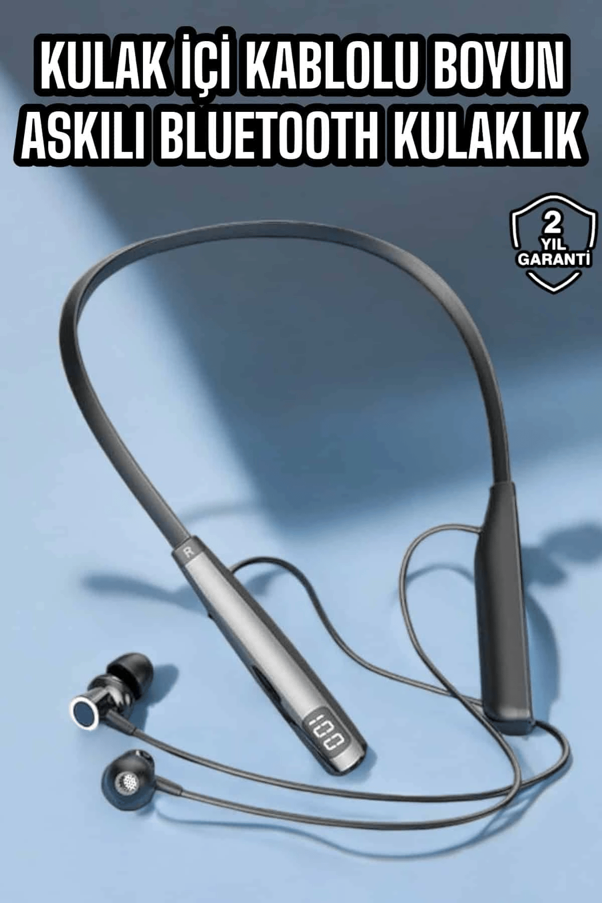 Boyun Askılı Bluetooth Kulaklık Uzun Şarj Süreli Dijital Göstergeli Kablolu
