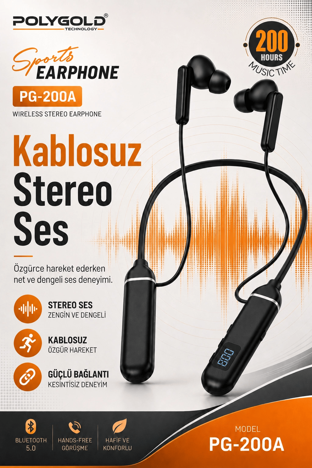 Boyun Askılı Kablosuz Stereo Kulaklık Spor Kullanıma Uygun Mikrofonlu Model