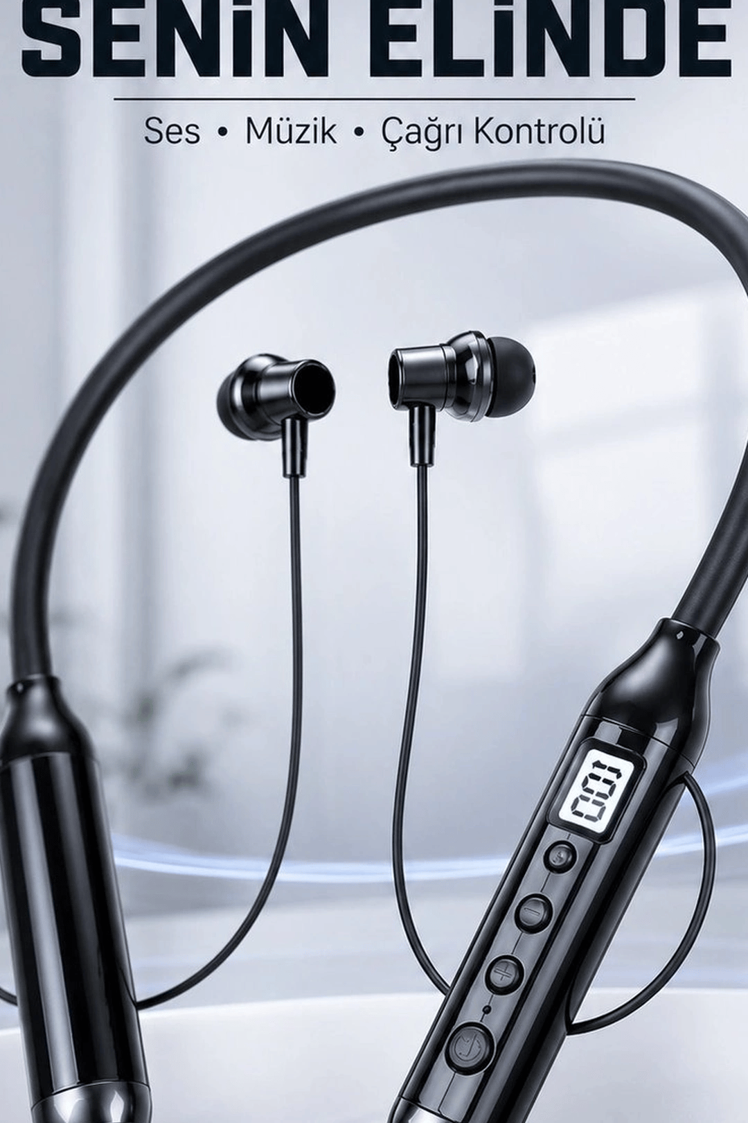 Boyun Bantlı 600 Saat Müzik Süreli Bluetooth V4.0 Kulaklık - Mikrofonlu Ses Kontrollü BX-313556