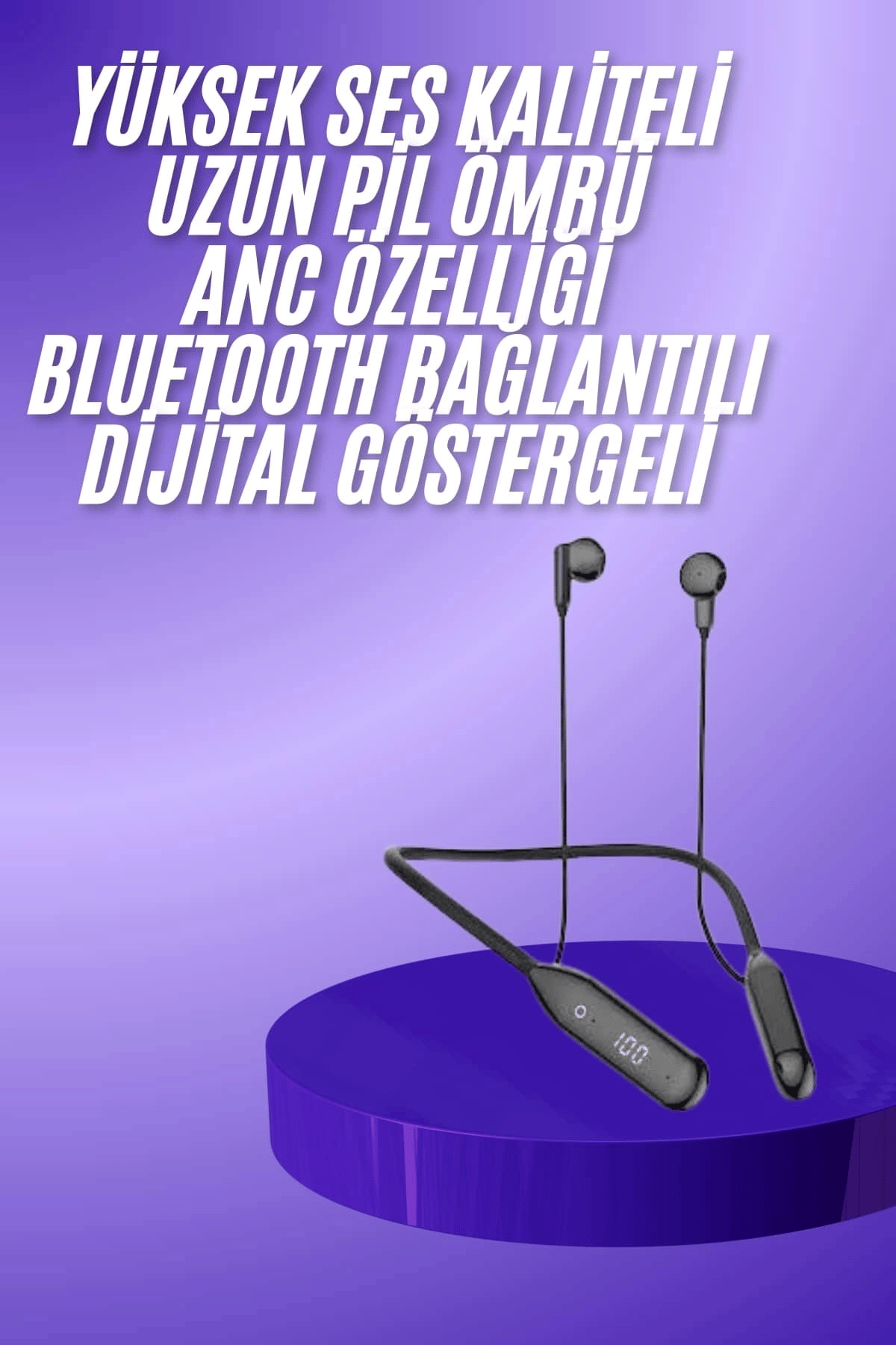 Boyun Bantlı Kablolu Yüksek Ses Kaliteli Bluetooth Kulaklık Uzun Pil Ömrü 100 saat sarj