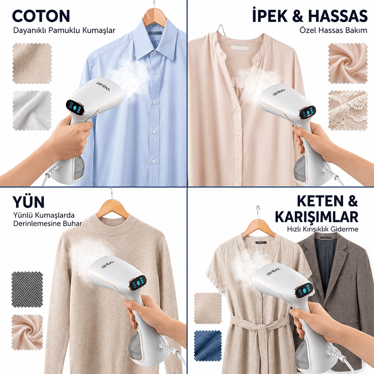 Buharlı Kırışıklık Giderici Dik Ütü 2 Mod 320ml Su Kapasite Dk 26g Buhar Dokunmatik Ekran Ssı-6634 Bx40