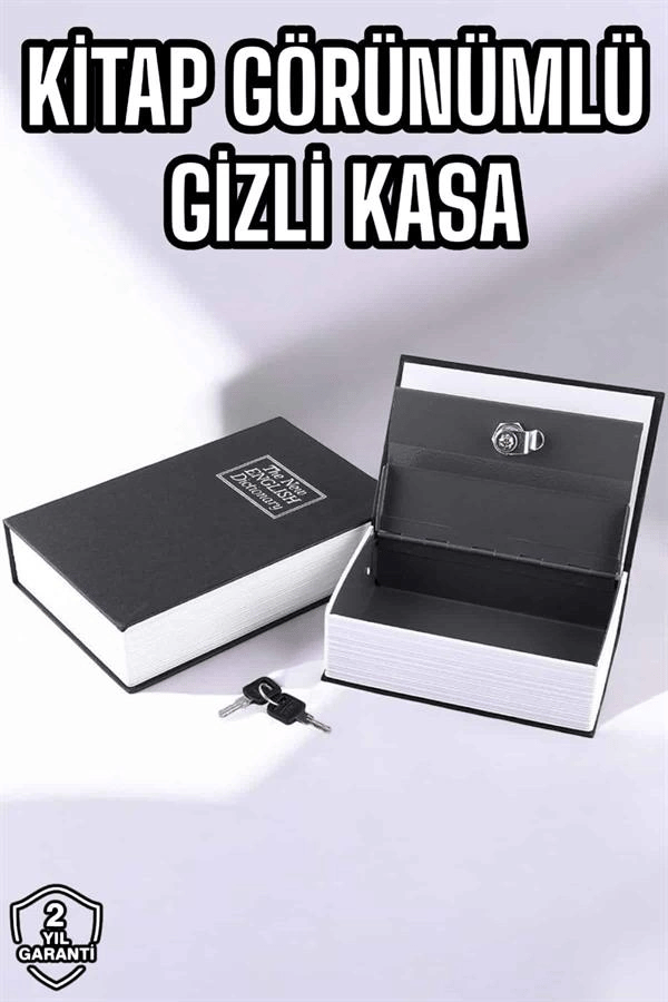 Büyük Boy Anahtarlı Kitap Görünümlü Gizli Kasa Çelik Kasa Altın Kasası
