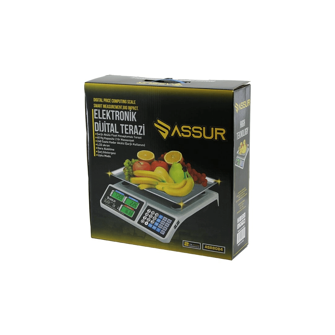 Büyük Dijital Karpuz Terazi Tartı 40kg/2gr 7 Fiyat Hafızası Fiş Şarjlı Acs-809t Bx40