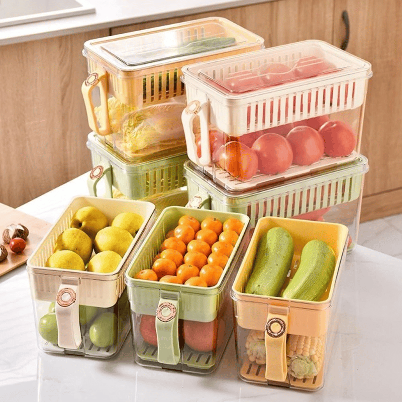 Buzdolabı Saklama Kabı - Süzgeçli Organizer - Vakum Mühürlü Kapak