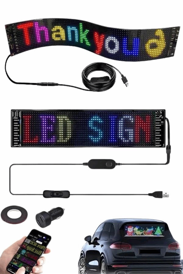 Cama Yapışan En Büyük Boy Telefon Kontrollü Led Ekran Digital Araba Yazısı