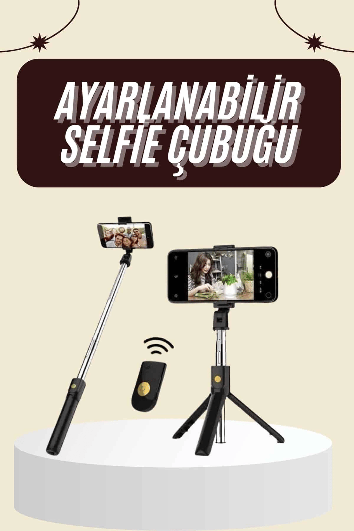 Cep Telefonu Tripod Standı Manyetik Selfie Sopa Bluetooth Uzaktan Kumandalı