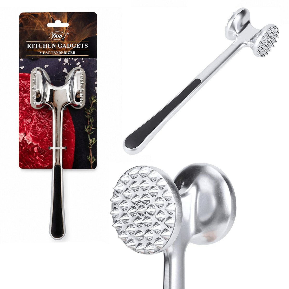 Çift Başlı - Komple Metal Paslanmaz Çelik Et Dövecek Bx40