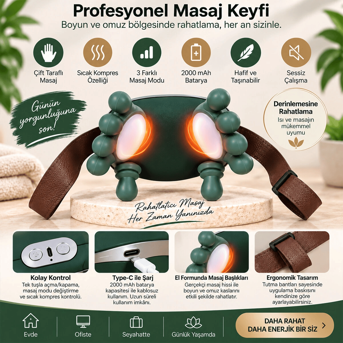 Çift El Şeklinde Boyun Ve Omuz Masaj Aleti 5v - 2000mah 165x155x135mm Dp-770 Bx40