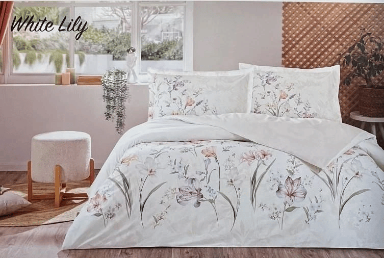 Çift Kişilik Ranforce Nevresim Takımı White Lily
