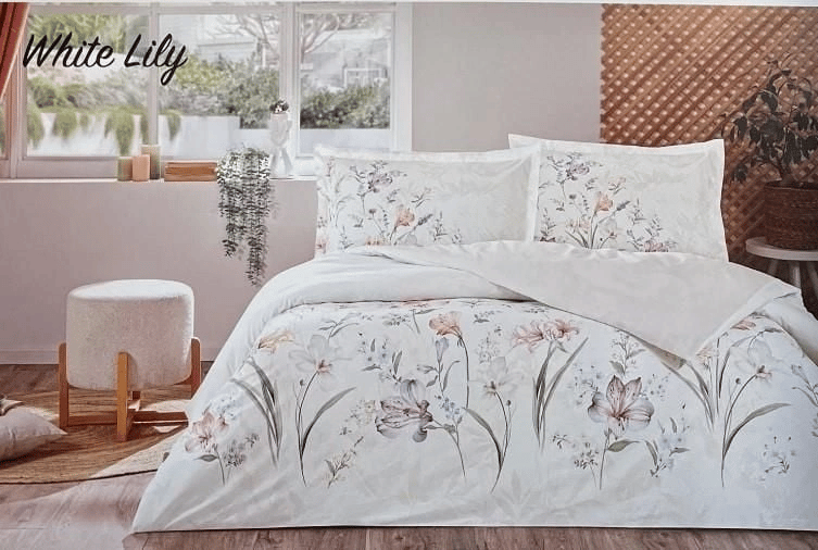 Çift Kişilik Ranforce Nevresim Takımı White Lily