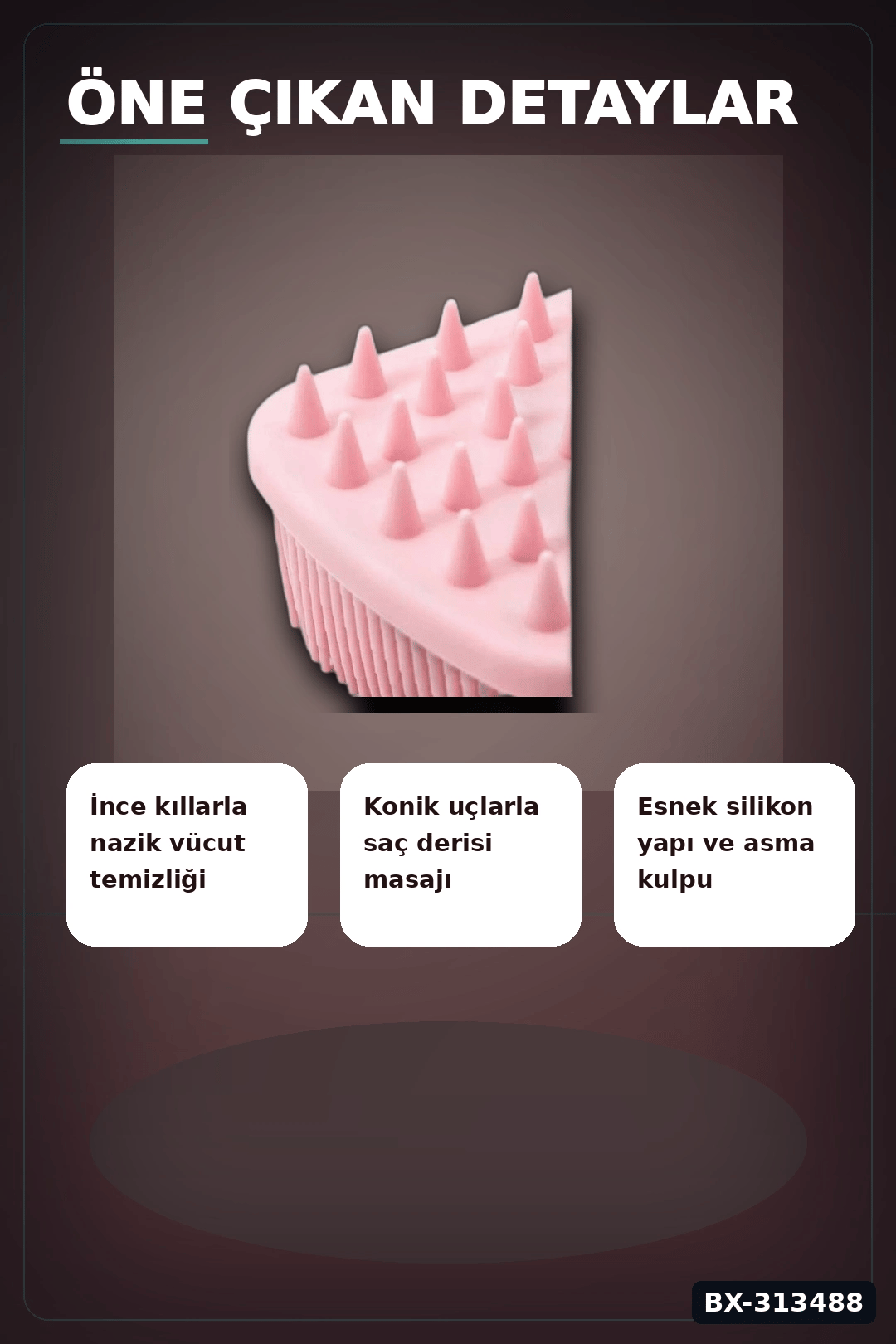 Çift Taraflı Silikon Banyo Masaj Fırçası - Saç Derisi Yatıştırıcı Taraklı 1 Adet BX-313488