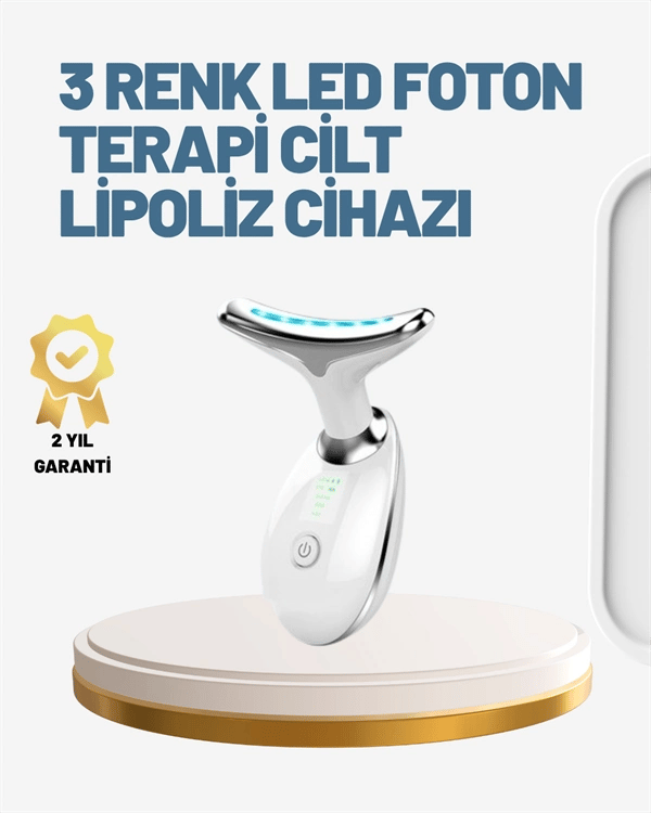 Cilt Yenileyici Şarjlı Güzellik Aleti – Pozitif/Negatif İyon, Titreşimli Masaj ve Kırmızı-Mavi-Yeşil Işıkla