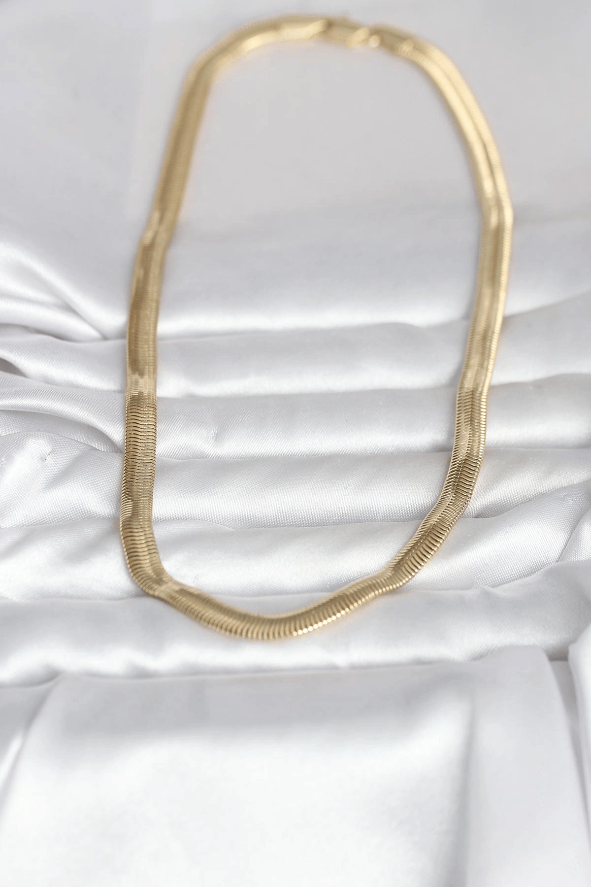 CM 14K Gold Renk Kalın Yassı Yılan Zincir Model 45 cm Kadın Kolye