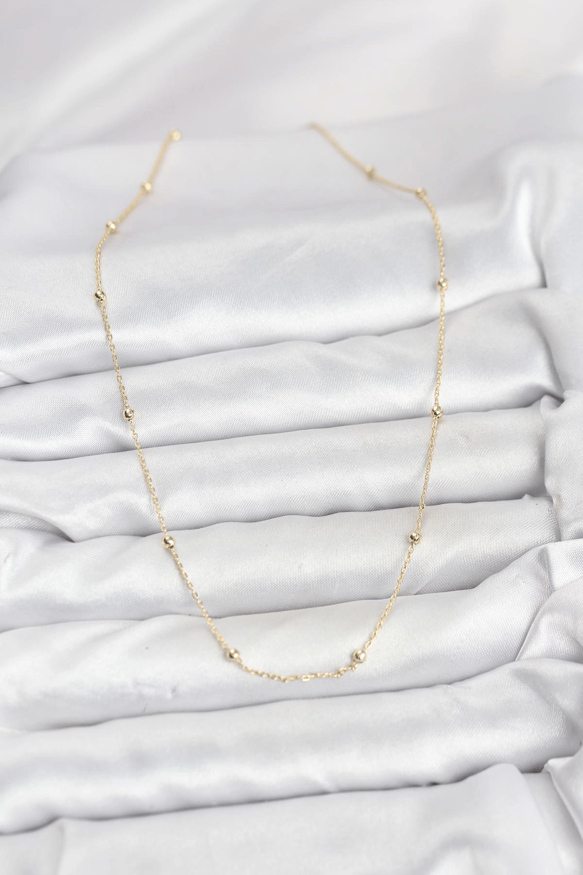 CM 14K Gold Renk Minik Top Zincirli Kadın Kolye