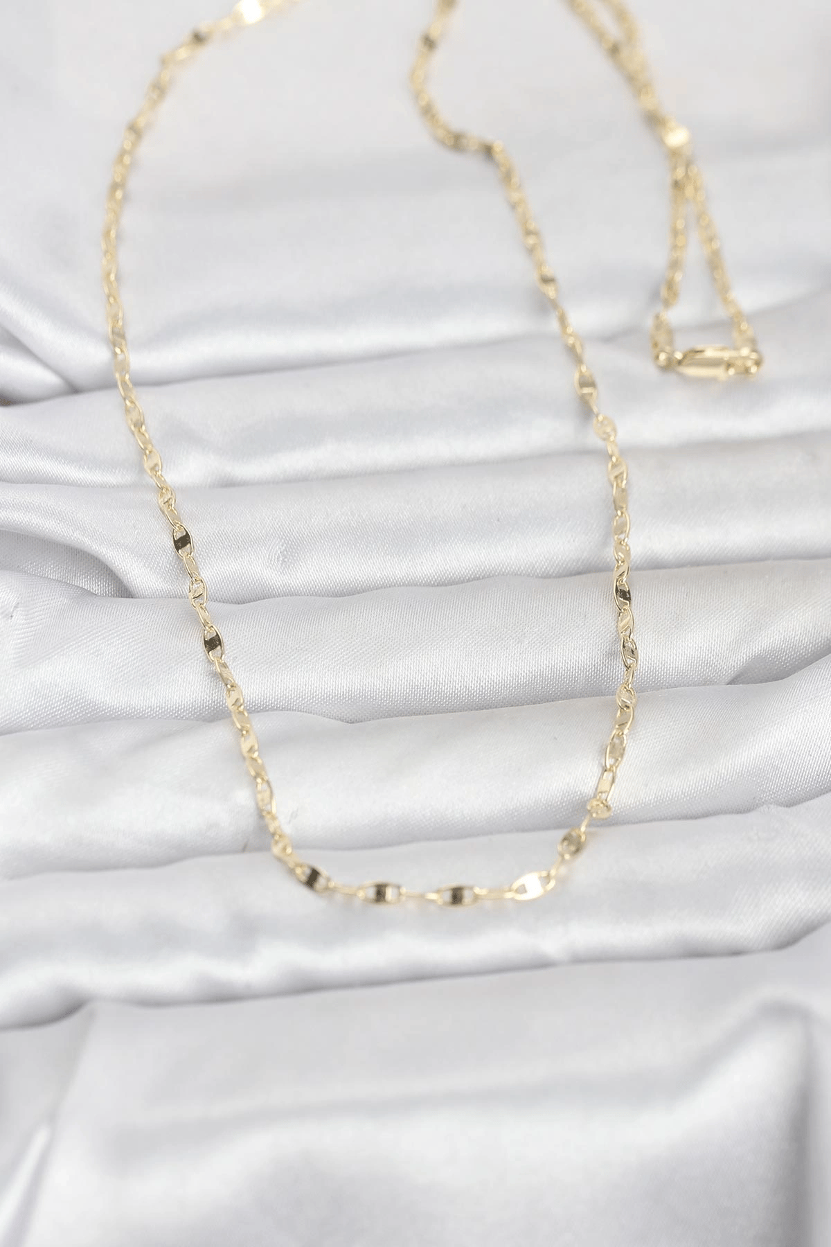 CM 14K Gold Renk Yassı Gemici Zincir Model 60 cm Kadın Kolye
