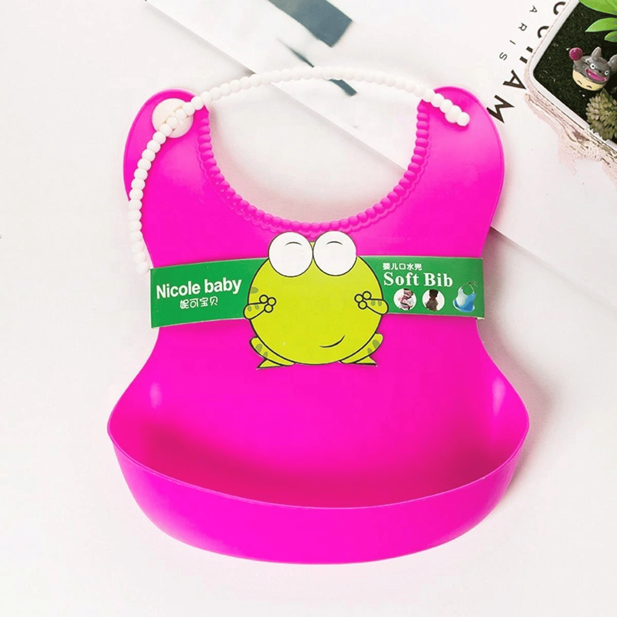 Çocuk Bebek Mama Önlüğü Dökülme Engelleyici Bükülebilir Pembe Bx40