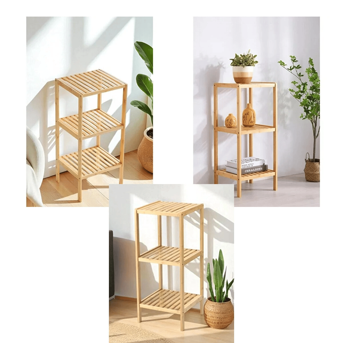 Çok Amaçlı Raf - Organizer 3 Katlı Ahşap - Bambu 36x32x80cm Bx40