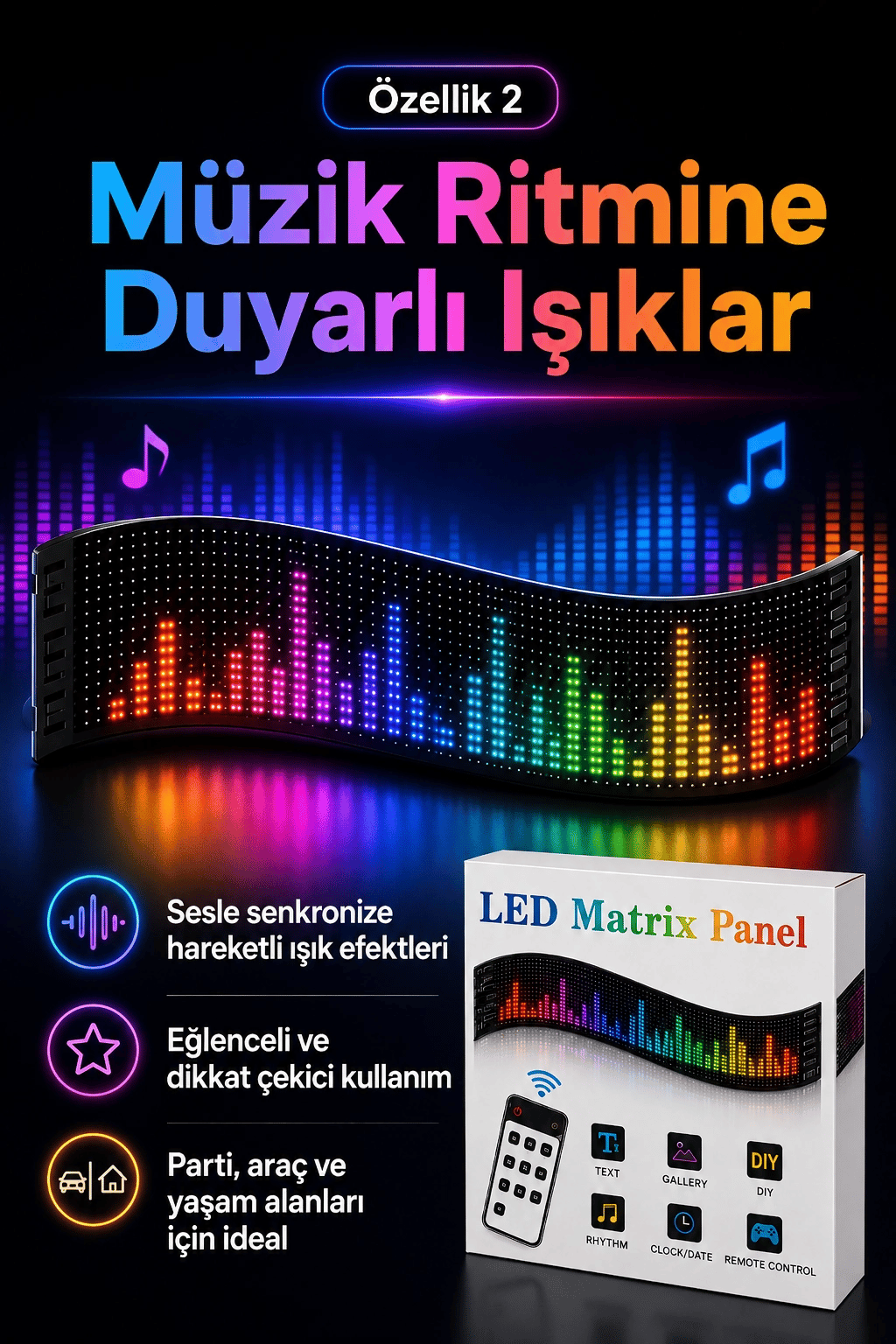 Çok Fonksiyonlu LED Matrix Panel Kayan Yazı Tabelası Saat Tarih Ve Metin Destekli