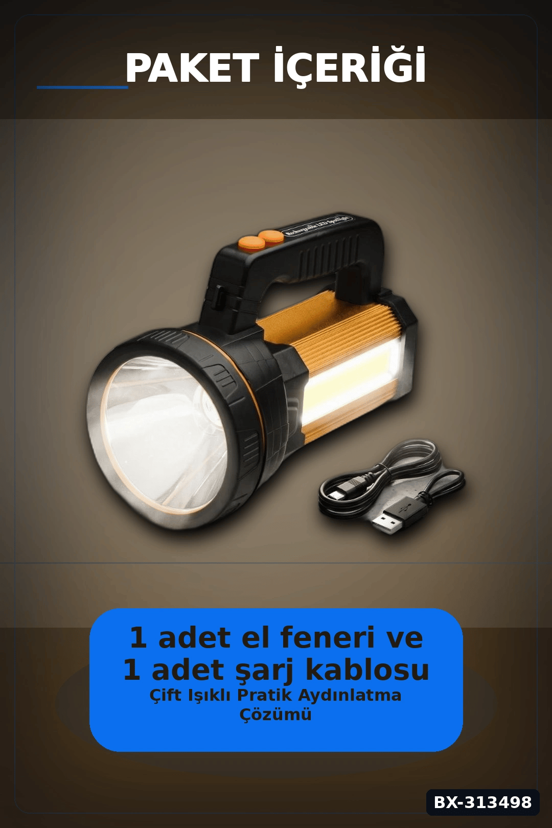 Çok Modlu 800W Acil Durum El Feneri - 800m Menzilli - Kamp Ve Doğa Aktiviteleri İçin BX-313498