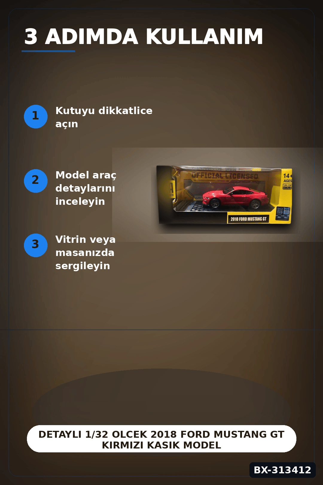 Detayli 1/32 Olcek 2018 Ford Mustang GT Kirmizi Kasik Model Araba Vitrin Icin 1 Adet BX-313412